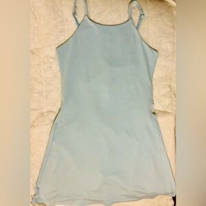 Girlfriend Collective Naomi Workout Dress Dewdrop Blue Built-In Shorts Pockets